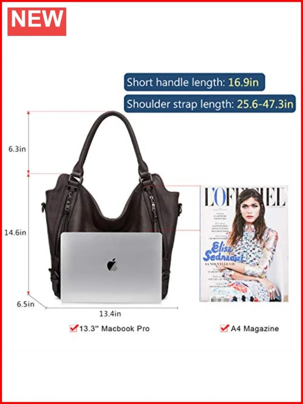 PU Leather Hobo Bag Large Tote Crossbody Shoulder Purse